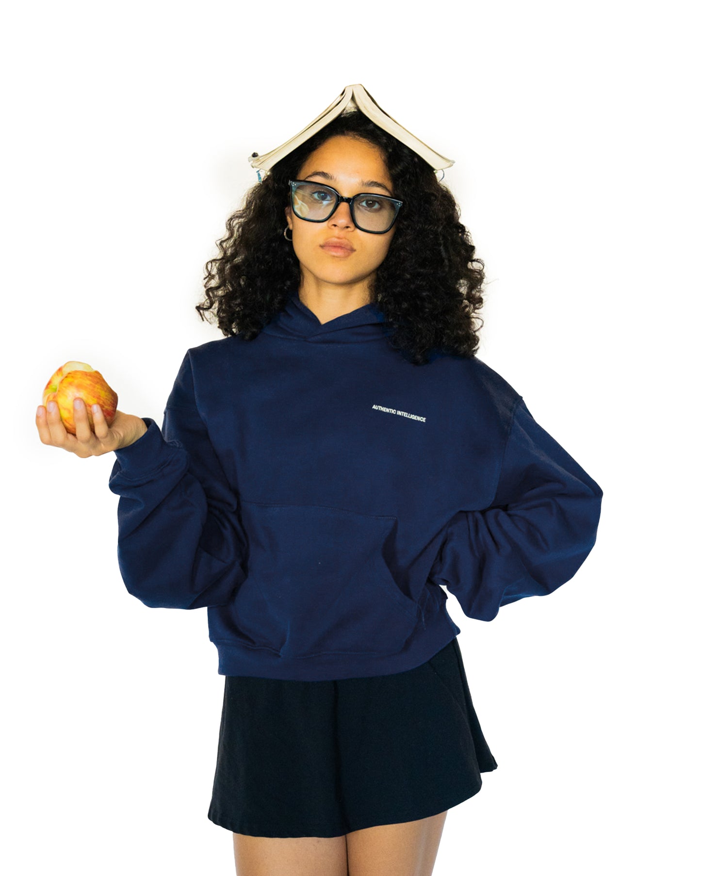 Midnight Navy Brain Hoodie (Cropped)